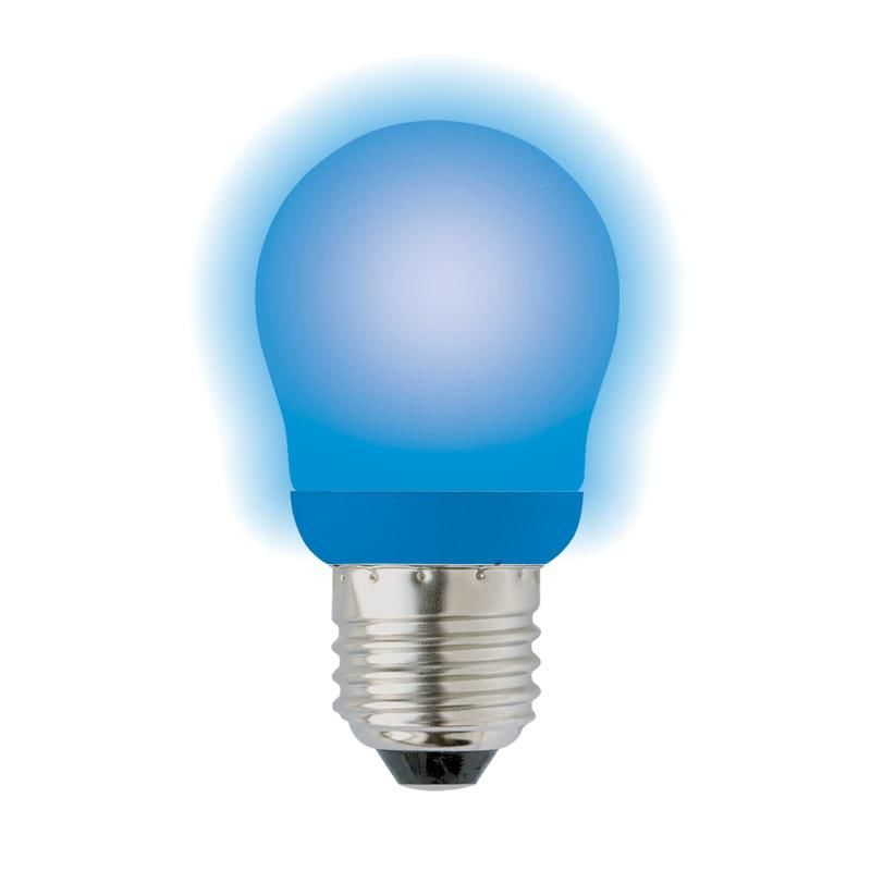 Электрическая лампочка синего цвета , светодиодная , экономичная . С .