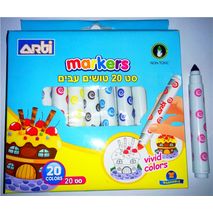 אריזת 20 מרקר צבעוניים עבים (אינם רעילים) ARTI