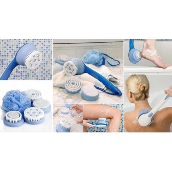 Spinning Spa Brush . Cleanse & Pamper Your Body . Includes 5 Spa