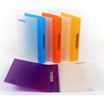 קלסר פלסטיק שקוף עם 5 ס"מ טבעות, בצבעים שונים