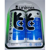 Аккумулятор D, Uniross  1.2V , 2 штуки в упаковке, 2600 mah