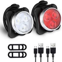 סט פנסים נטענים לאופניים, מלפנים ומאחור עם סוללות ליתיום 650mAh, 4 מצבי תאורה, עמיד למים IPX5