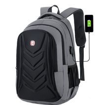 'תיק גב בצבע שחור-אפור עם מקום למחשב נייד בגודל עד "15.6 אינץ