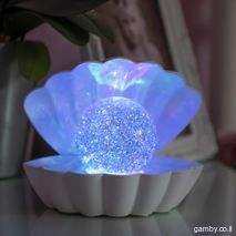 Decorative lamp with glitter and changing colors RGB Clam Shell Lamp