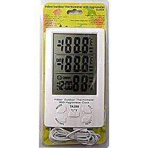 Внешний и внутренний термометр и гигрометр  с часами