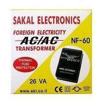 Adapter transformer converter from American voltage to European Foreign electricity AC/AC Transformer 110 V - 220 V , 26 VA . NF-60  SAKAL Electronics