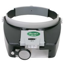 זכוכית מגדלת ראש  X4.8 X2.3 X1.8 עם LED. תאורה אחורית, משקפים סטריאוסקופית Proskit MA-016