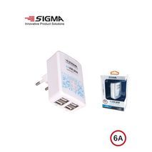 Wall Charger 4 Inputs - Anti-overload and quick charging mechanism Sigma 6A - 5V