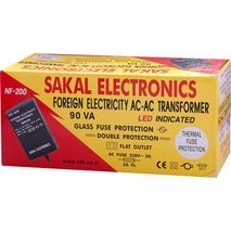 Adapter transformer converter from American voltage to European Foreign electricity AC/AC Transformer 110 V - 220 V , 90 VA . NF-200  SAKAL Electronics