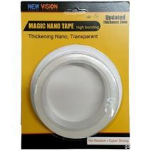 דבק דו-צדדי שקוף חזק עובי 1 מ"מ , אורך 3 מטר  ניתן לשטיפה שקופה, רב שימושי NANO MAGIC TAPE