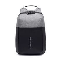 Backpack with anti-theft device Combined fabric with faux leather Fashion Style