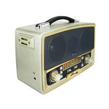 Transistor receiver with USB-input, memory card, MP3, Bluetooth. Powered by electricity, internal batteries and conventional batteries Kemai MD-1705BT