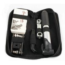 Bicycle repair kit in a bag. Cyclist travel kit in a bag.