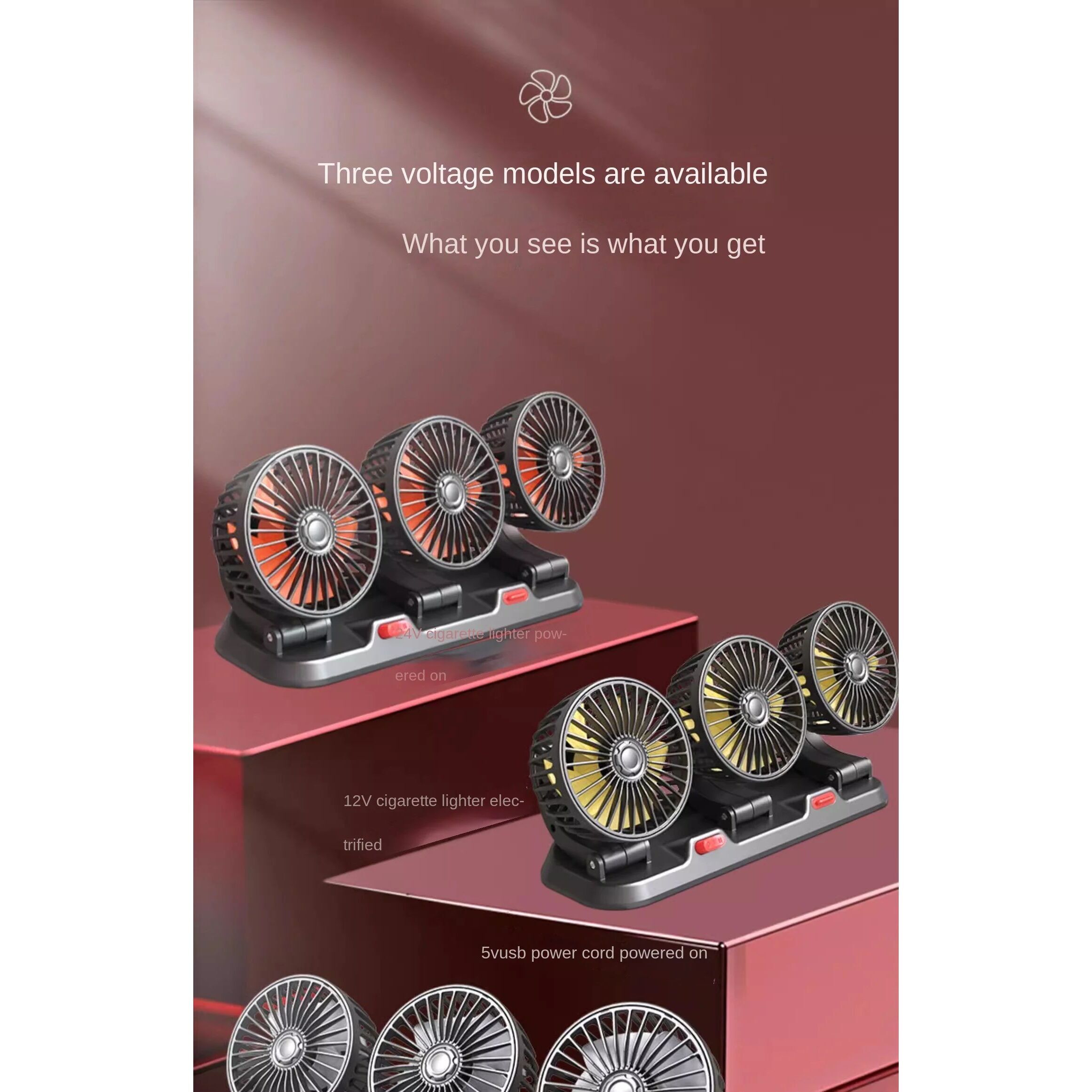 360° Car Fan with Adjustable Heads, 12V Power | www.gamby.co.il 03-9341686