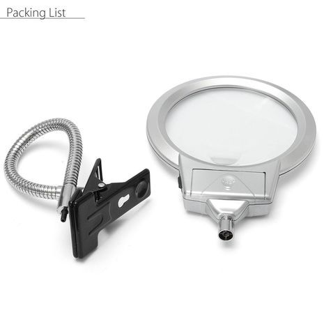 לופה שולחנית עם תאורת LED  הגדלה של 2.5X + 5X , קוטר עדשה-90 מ"מ זכוכית מגדלת זרועה שולחנית פנס לד MG15122-2B