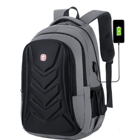 'תיק גב בצבע שחור-אפור עם מקום למחשב נייד בגודל עד "15.6 אינץ