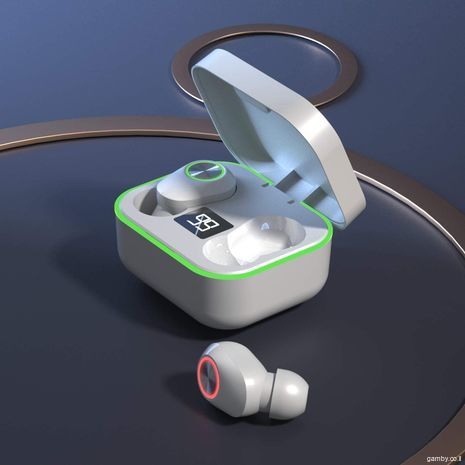 אוזניות אלחוטיות עם אור לדים  עמידות למים IPX5 , אוזניות ביטול רעשים בתוך האוזן עם מיקרופון, Bluetooth 5.0 Sport Wireless TWS-M8