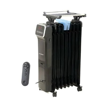 רדיאטור  דיגיטלי  9 צלעות עם שלט , כלל מתלה לייבוש בגדים+ מתקן להוספת לחות  HYUNDAI 2500W דיגיטלי HAH-9050D