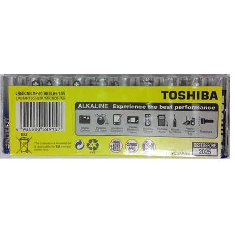 סוללות יח AA Toshiba 1.5V Alkaline, 10