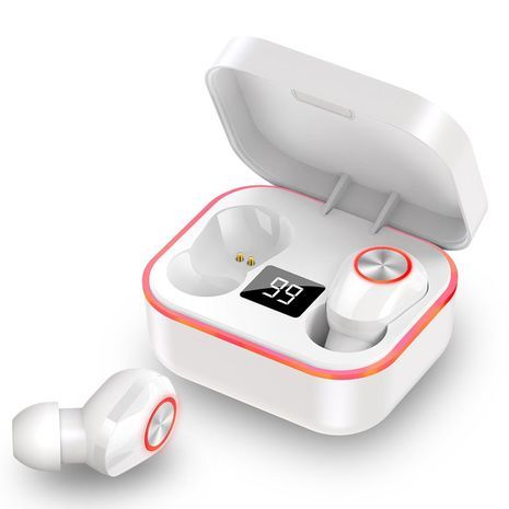 אוזניות אלחוטיות עם אור לדים  עמידות למים IPX5 , אוזניות ביטול רעשים בתוך האוזן עם מיקרופון, Bluetooth 5.0 Sport Wireless TWS-M8