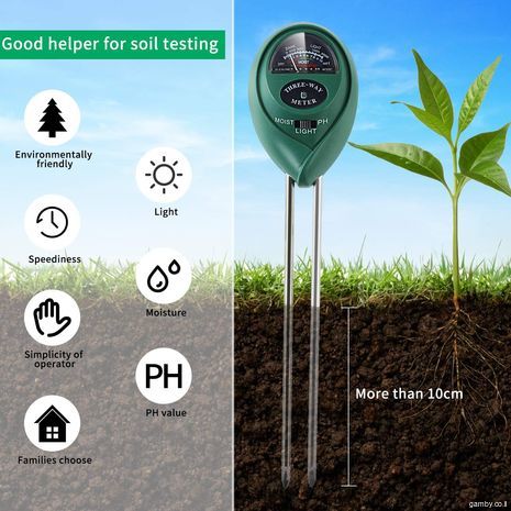 טסטר - בודק לחות אדמה מד חומציות קרקע ופריון קרקע LY-101