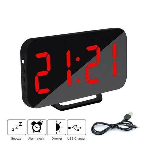 שעון שולחן אלקטרוני - שעון מעורר LED שעון DS 3625L Mirrored 300136R