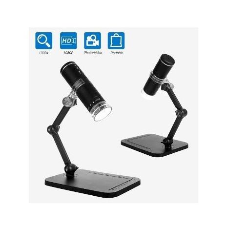 מיקרוסקופ דיגיטלי אלחוטי HD -1000x הגדלה. חיבור באמצעות Wi-Fi או USB-C