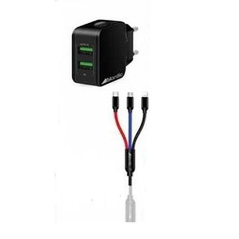 מטען קיר מהיר USB TYPE-С / micro USB / Iite cable וכבל 2A 10W  שחור 1.2מטר Nordic