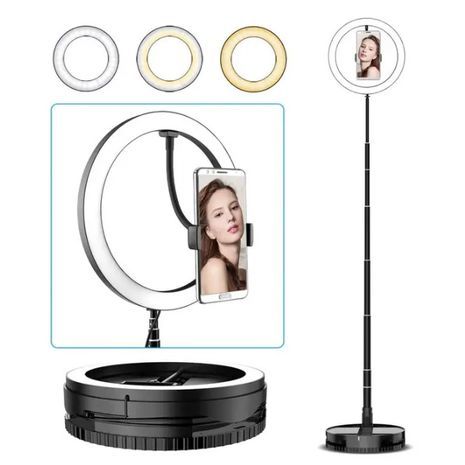 Кольцевая складная лампа диаметром 25,5 см с регулировкой света и яркости, работает от USB-порта, а также от PowerBank, цвет – черный Mai Appearance G1