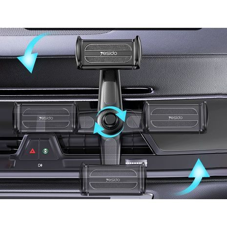 זרוע לרכב - מחזיק טלפון נייד אל רשת מזגן ברכב עם סיבוב 720°