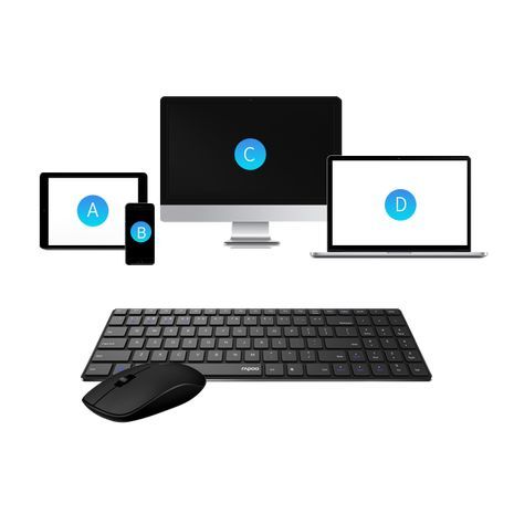 מקלדת + עכבר אלחוטית  מולטימדיה עברית-אנגלית  RAPOO 9300M 1600 dpi 2.4 GHz  חיבור גם Bluetooth וגם USB2 . מוגן נגד מים!