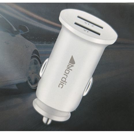 מטען לרכב עם שתי יציאות USB 1A&USB 2A 12V