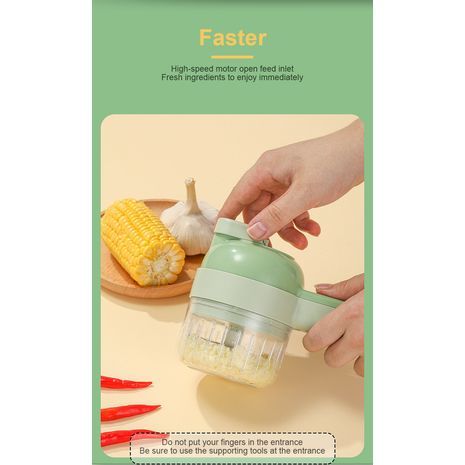 חותך ירקות חשמלי רב תכליתי 4 ב-1, פורס אלחוטי, קוצץ ירקות, קוצץ, מכונת כביסה לקוצץ מזון