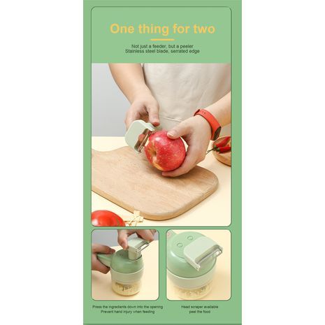 חותך ירקות חשמלי רב תכליתי 4 ב-1, פורס אלחוטי, קוצץ ירקות, קוצץ, מכונת כביסה לקוצץ מזון