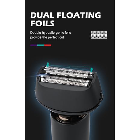 מכונת גילוח חשמלית, נטענת, רחיצה, אטומה למים עם תצוגה דיגיטלית וגוזם טעינת USB VGR V-306