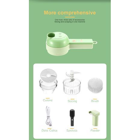 חותך ירקות חשמלי רב תכליתי 4 ב-1, פורס אלחוטי, קוצץ ירקות, קוצץ, מכונת כביסה לקוצץ מזון