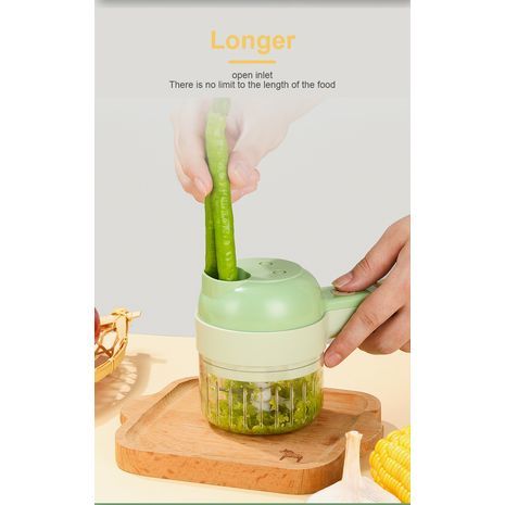 חותך ירקות חשמלי רב תכליתי 4 ב-1, פורס אלחוטי, קוצץ ירקות, קוצץ, מכונת כביסה לקוצץ מזון