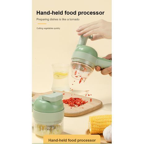 חותך ירקות חשמלי רב תכליתי 4 ב-1, פורס אלחוטי, קוצץ ירקות, קוצץ, מכונת כביסה לקוצץ מזון