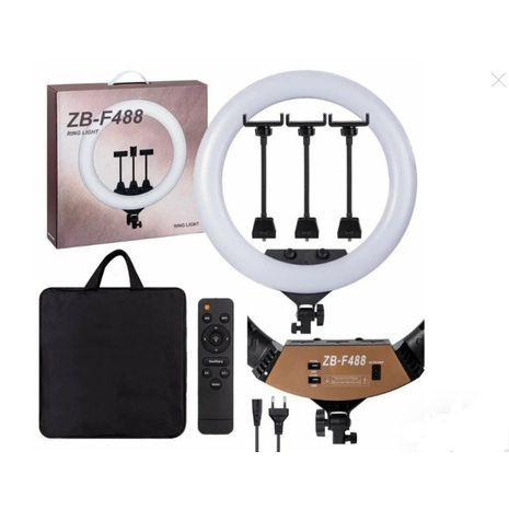 ZB-F488 תאורה מקצוית רינג לד ס”מ 55 ס”מ איכותי + חצובה 2.1 מטר + שלט  רחוק
