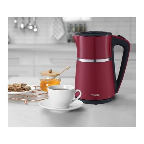 קומקום חשמלי דיגיטלי בעל דופן כפולה נגד כוויות וטמפרטורת חימום לבחירה 1.7 ליטר HYK-8715DR HYUNDAI