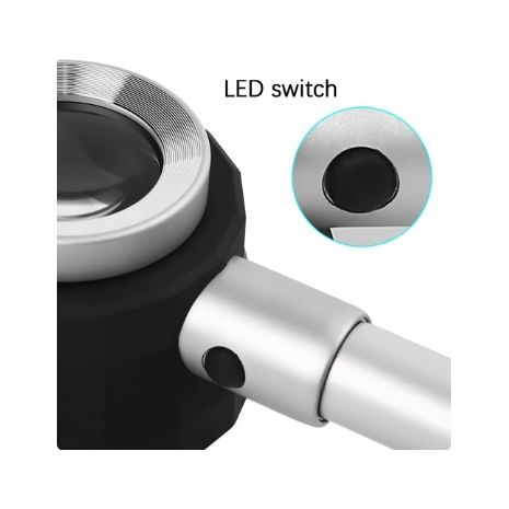 לופה כף יד מתקפלת זכוכית מגדלת זכוכית מגדלת 45X מתכת זכוכית מגדלת עם כיול אור LED