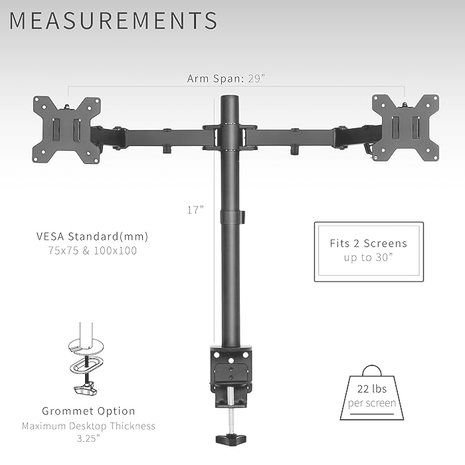 מחזיק מעמד לתלייה שני מסכים שולחניים 13 עד 32 אינץ'