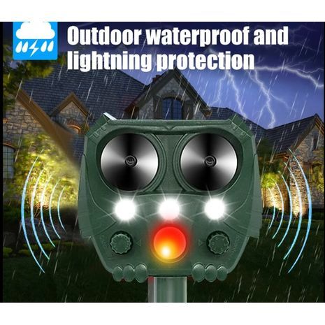 מרחיק בעלי כנף וחייות  . דוחה חיות ומזיקים באמצעות שמש וקולי, דוחה עמיד למים המופעל בתנועה לכלבים, חתולים, ציפורים, מכרסמים, חזירי בר, ​​תנים, צבועים וכו '.