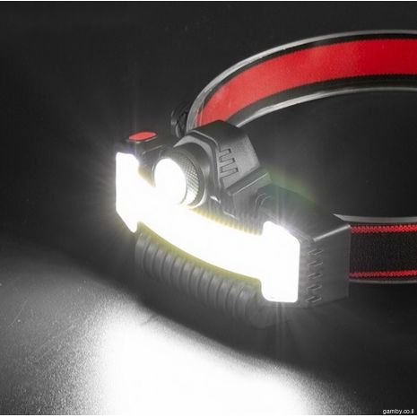 פנס לד מקצועי נטען עוצמתי צבע צהוב ולבן + פלאש אדום וכחול (משטרה) W685-1