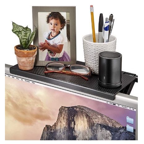 מדף אחסון מעל מסך המחשב או הטלוויזיה, ראוטר, ממיר, שלט רחוק וכו', ארגונית לצג טלוויזיה