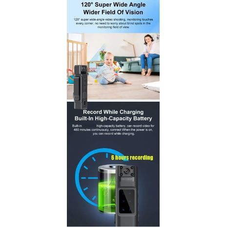 מצלמה מיני HD - חזה DVR MD80 מיני DV HD 1080P. מצלמת וידיאו לפעולה ספורטיבית. מצלמה מיני. מצלמת HD לאכיפת החוק מצלמת חזה. איתור תנועה. הקלטת לולאה.  JOZUZE MD33