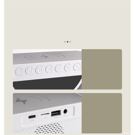 רמקול בלוטות BT-3401 (LED, AUX, USB, FM, microSD) תצוגת LED מובנית , טעינה אלחוטית , שעון מעורר