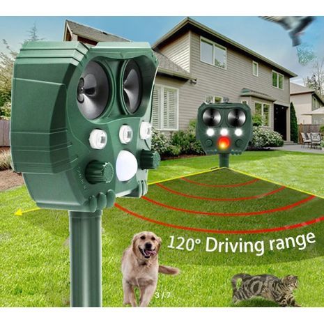 מרחיק בעלי כנף וחייות  . דוחה חיות ומזיקים באמצעות שמש וקולי, דוחה עמיד למים המופעל בתנועה לכלבים, חתולים, ציפורים, מכרסמים, חזירי בר, ​​תנים, צבועים וכו '.