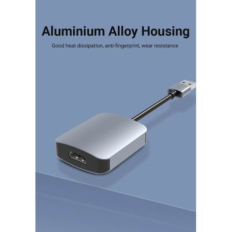 מתאם USB ל-HDMI VGA, ממיר כבל וידאו USB 2.0 ל-HDMI 1080P עם שמע למחשב