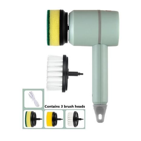 מברשת סיבובית נטענת עוצמתית לניקוי קירות, רצפות, כלי מטבח, נעליים. עם 3 קבצים מצורפים, עמיד למים